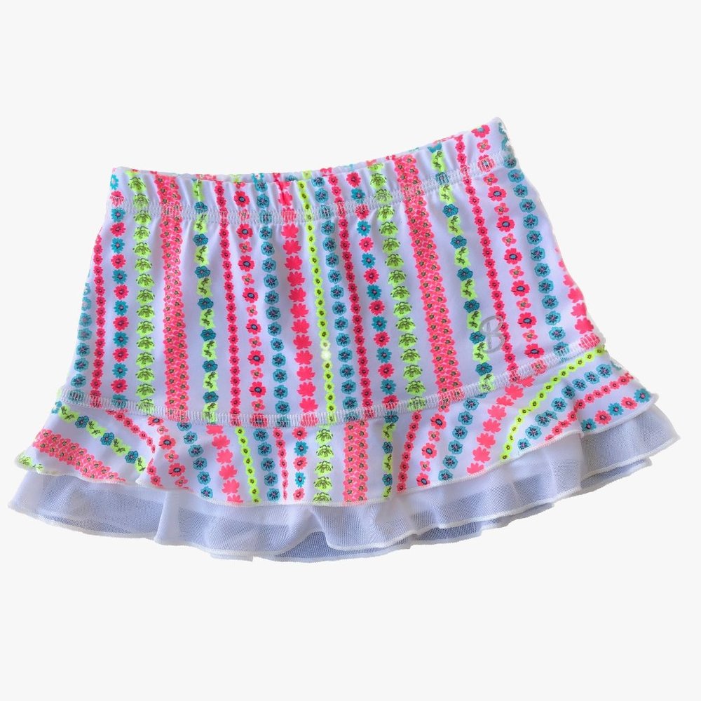 Sofibella Tennis Skort Multi-color Flowers White Shorts XXS (3-4Y)